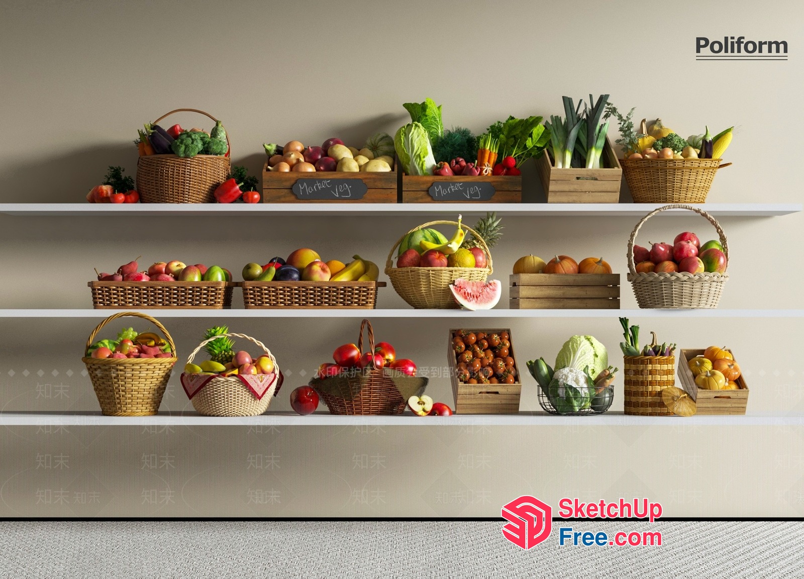 Poliform Shelving For Fresh Produce 3D SketchUp File