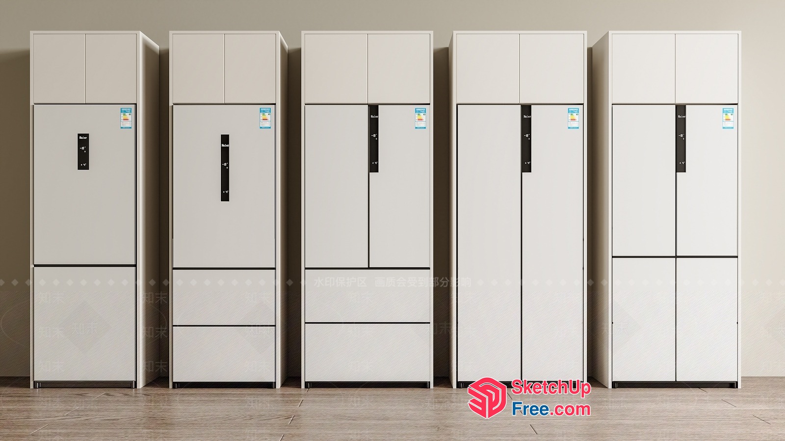White Refrigerator Units In A Row 3D SketchUp File