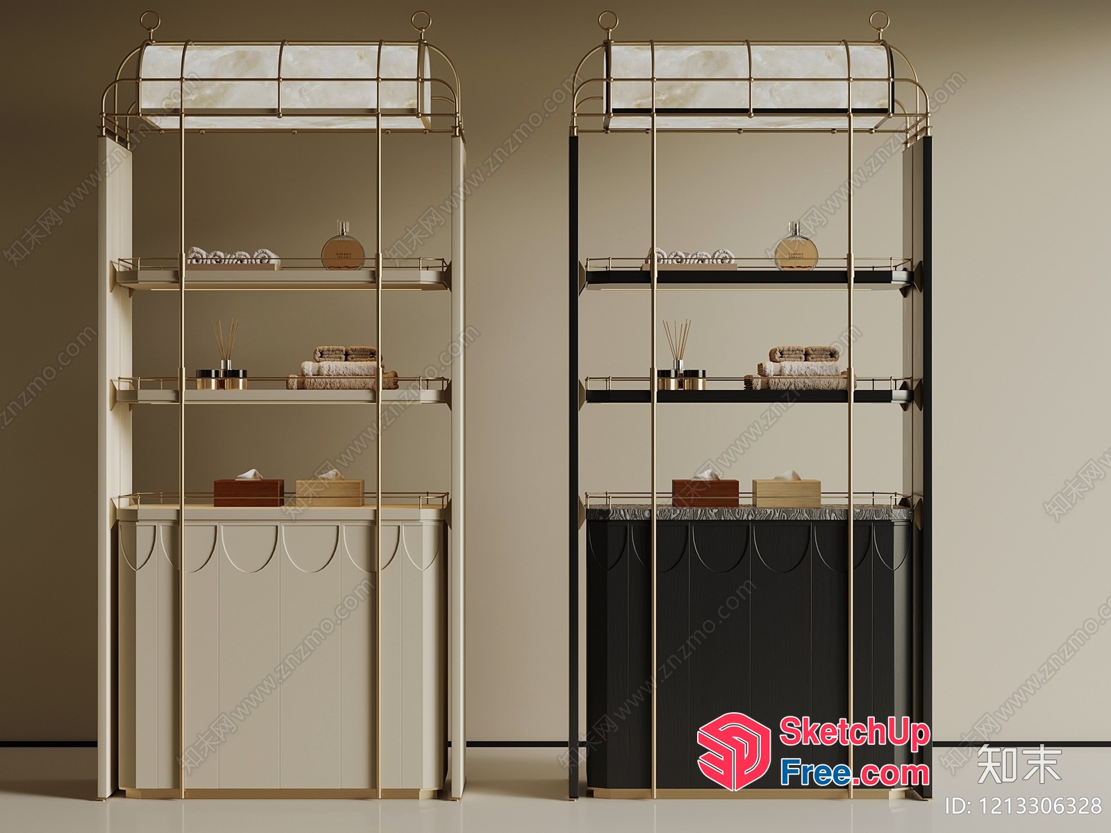 Elegant Modern Shelving Units For Bathroom And Bedroom Storage 3D SketchUp File