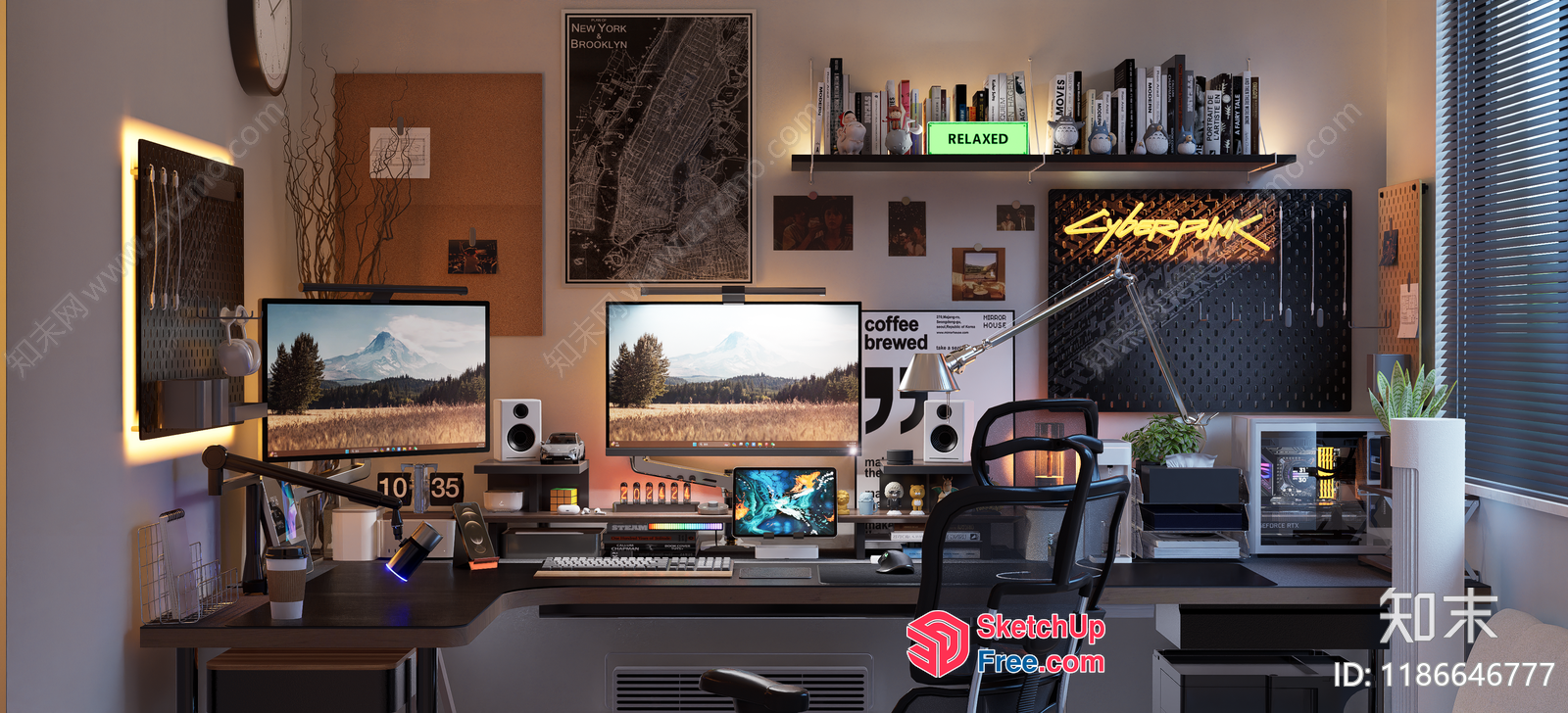 Modern Home Office With Minimalist Decor 3D SketchUp File