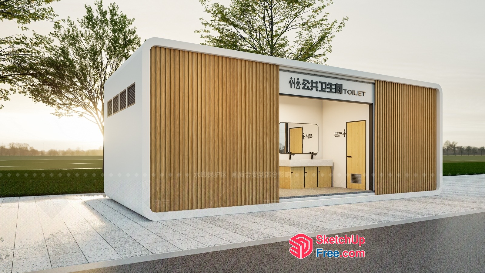 Modern Public Toilet Facility 3D SketchUp File