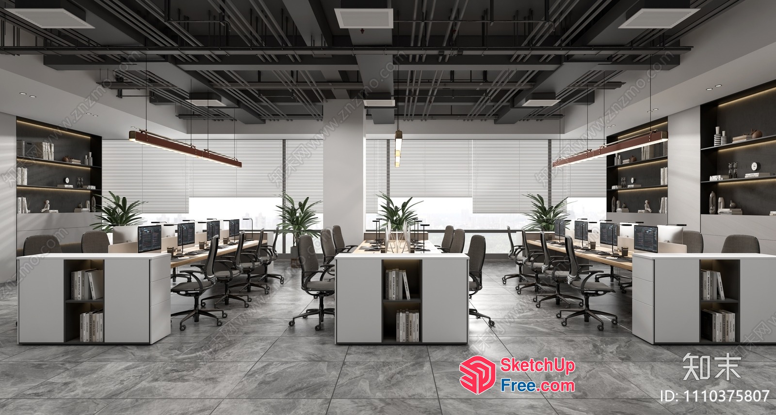 Modern Office Space With Sleek Furniture And Natural Light 3D SketchUp File