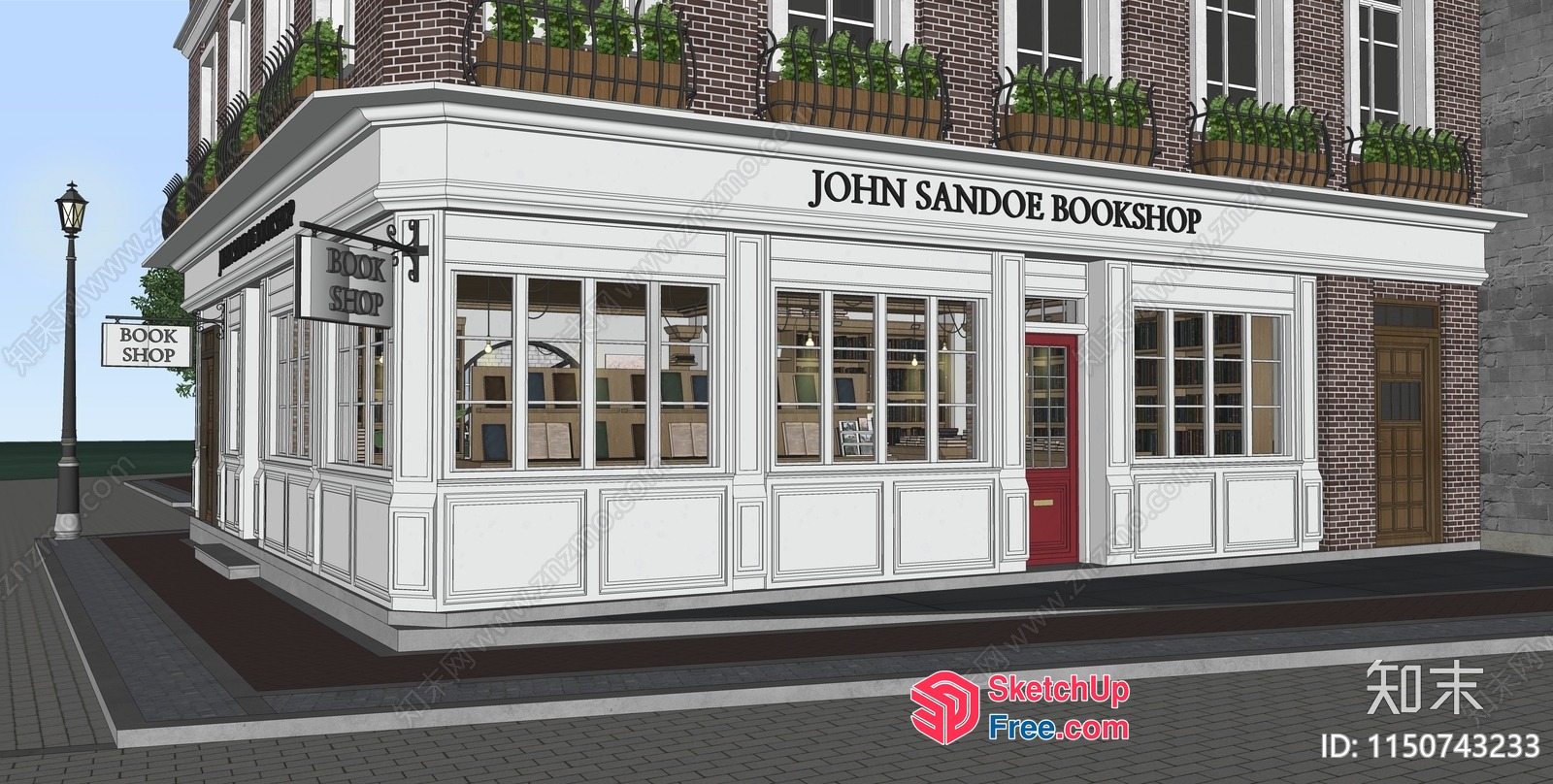 Classic Bookshop With Elegant Facade And Cozy Interior 3D SketchUp File