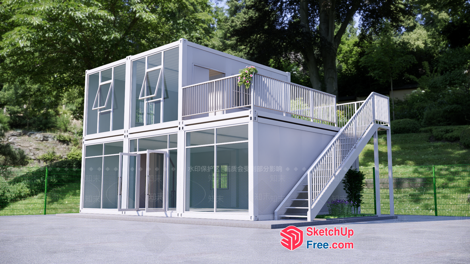 Modern Glass And Steel Home Exterior 3D SketchUp File