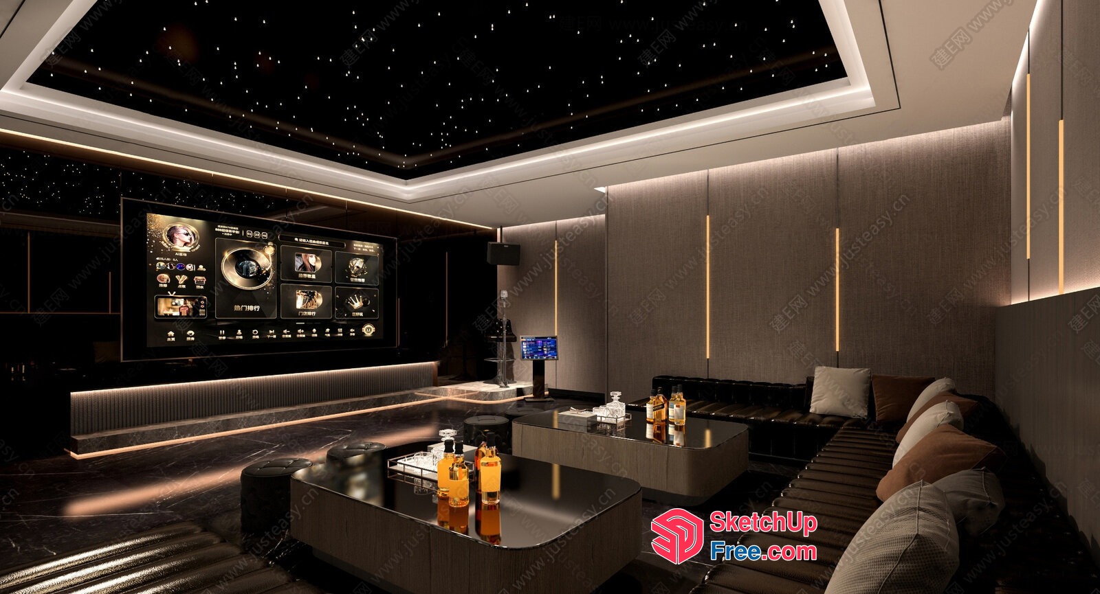 Modern Lounge With Starry Sky Ceiling 3D SketchUp File