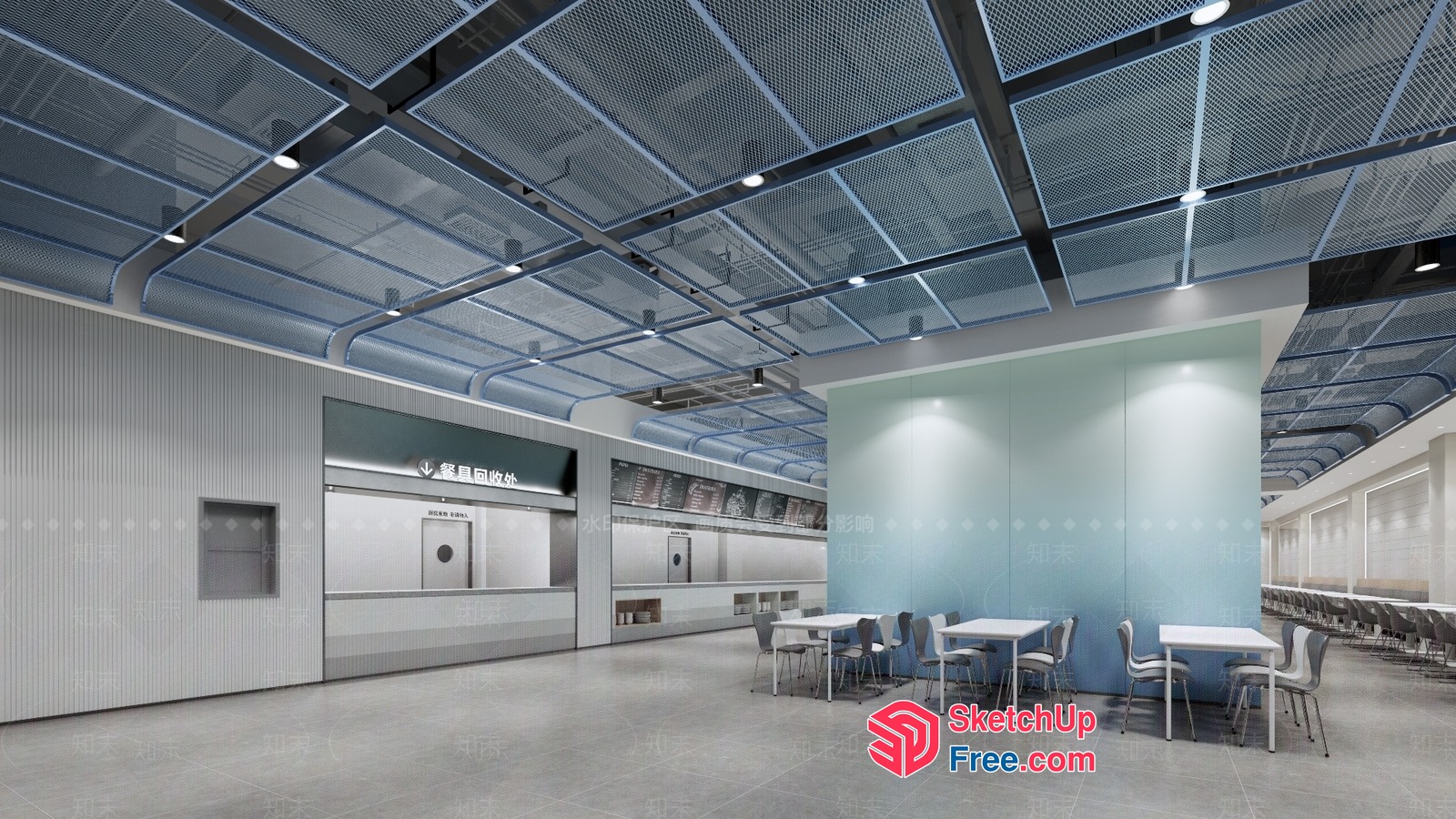 Modern Industrial-Style Commercial Space Interior 3D SketchUp File