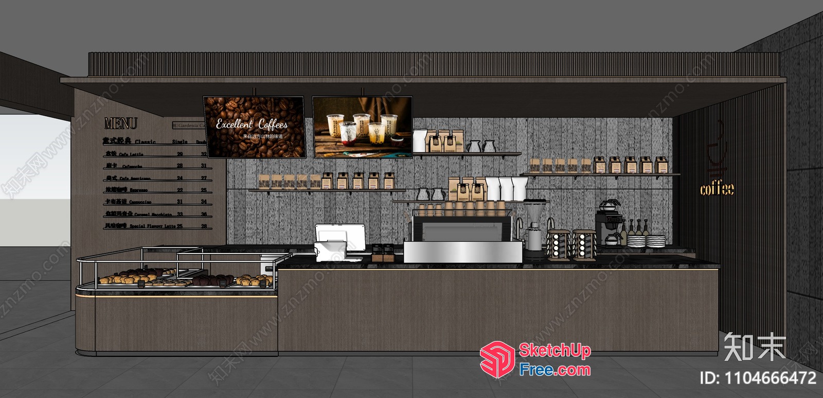 Modern Coffee Shop Interior With Elegant Decor 3D SketchUp File
