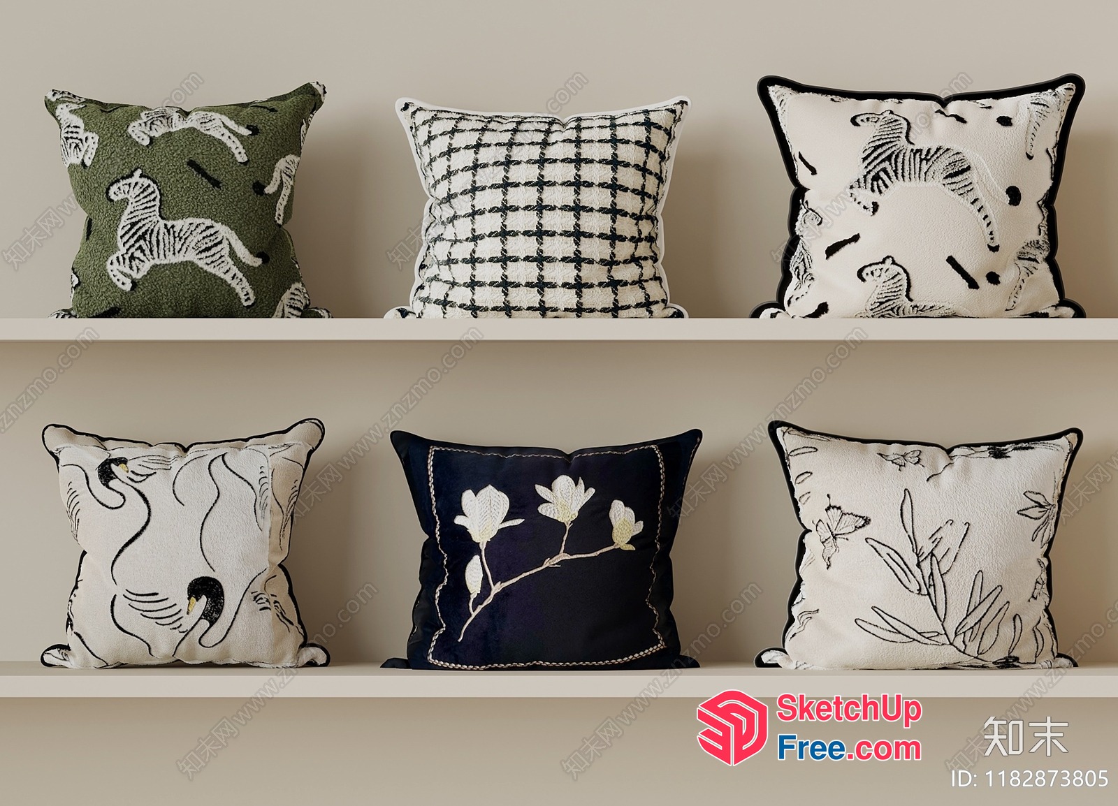 Decorative Throw Pillows In A Variety Of Styles And Designs 3D SketchUp File