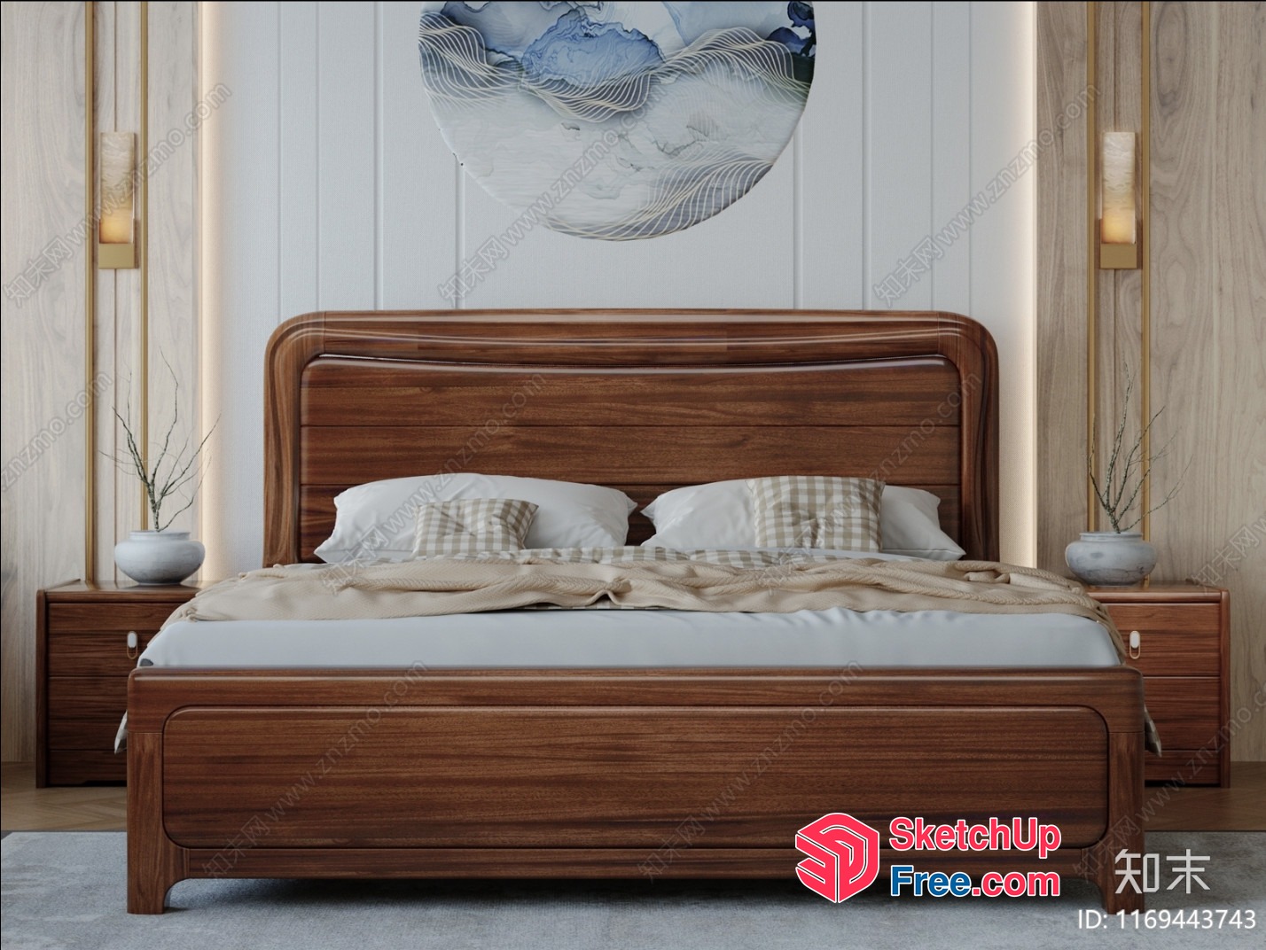 Elegant Modern Minimalist Nordic Style Bedroom Furniture 3D SketchUp File