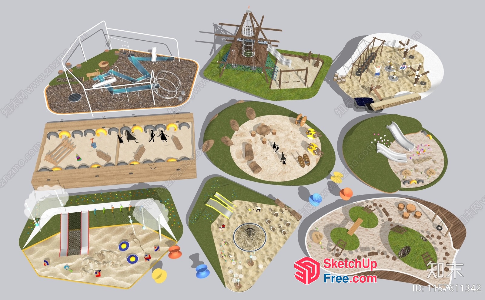 3D Rendering Of A Playground With Various Play Equipment 3D SketchUp File