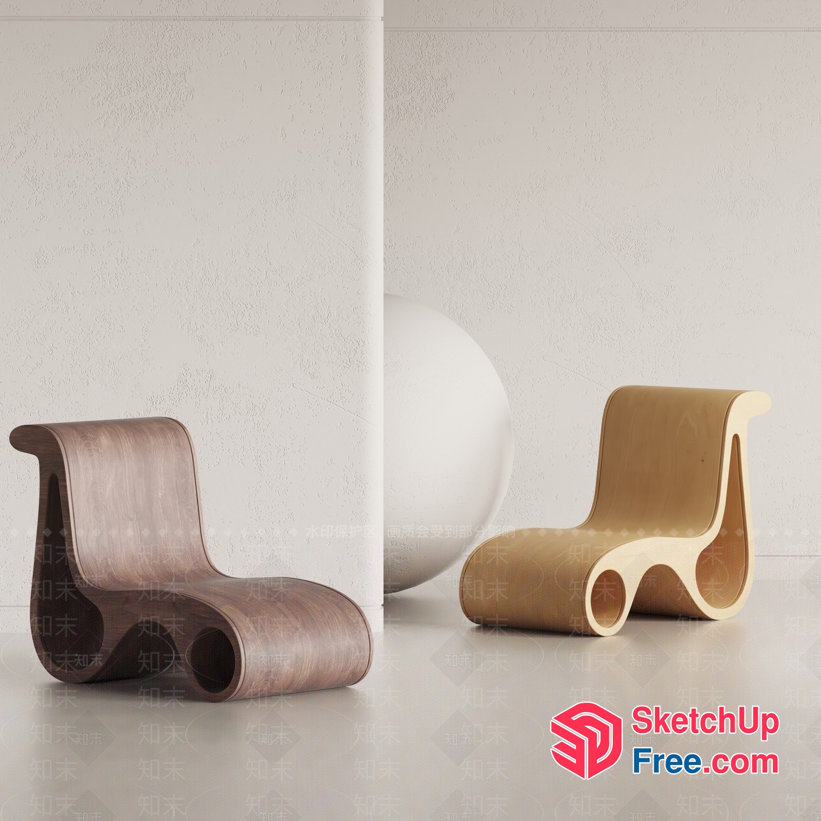 Modern Minimalist Wooden Chairs 3D SketchUp File