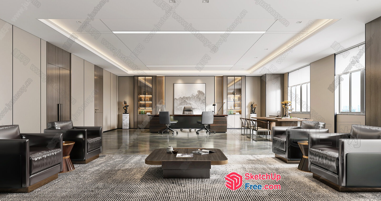 Modern Office Interior With Sleek Furniture And Natural Light 3D SketchUp File