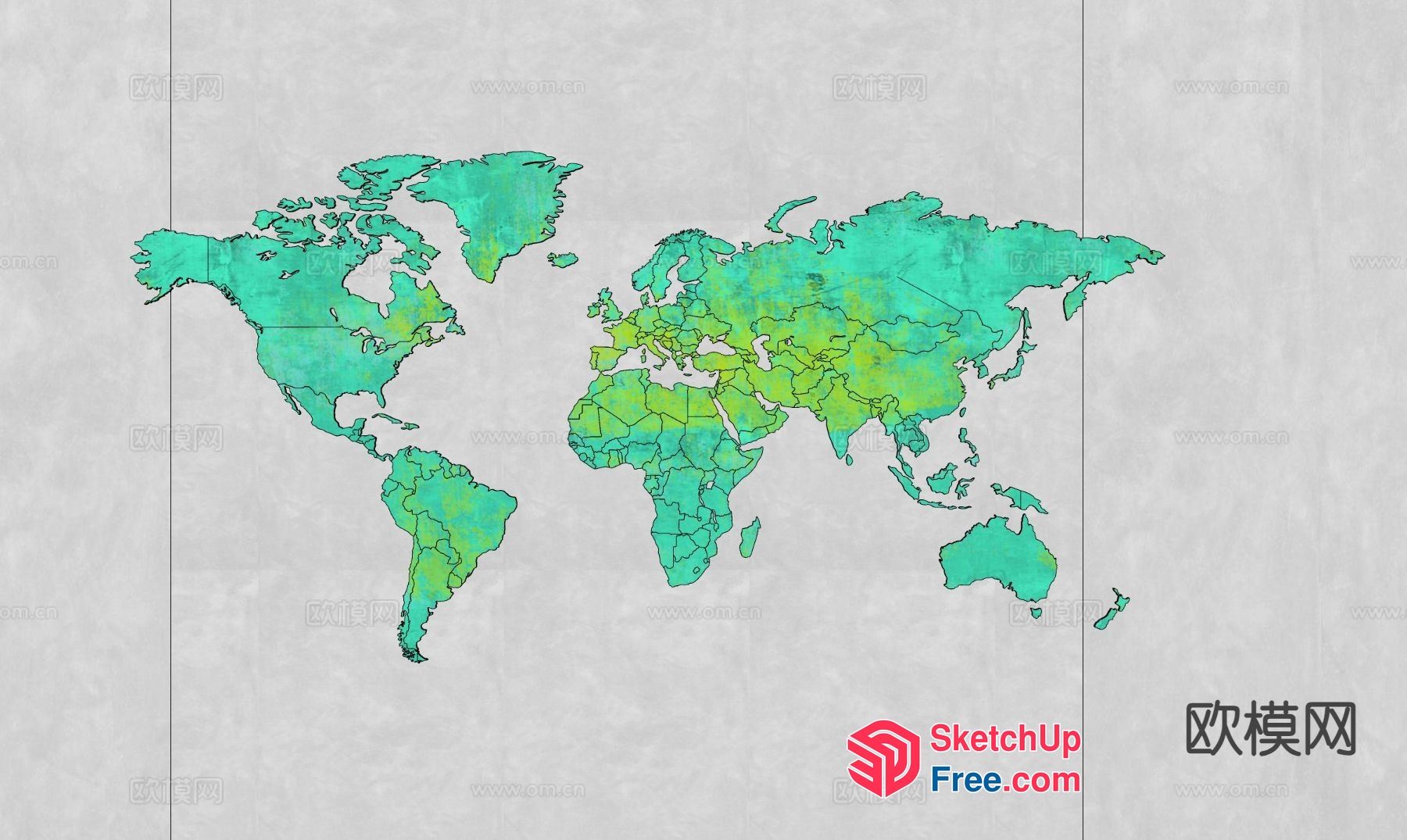 World Map Decor 3D SketchUp File