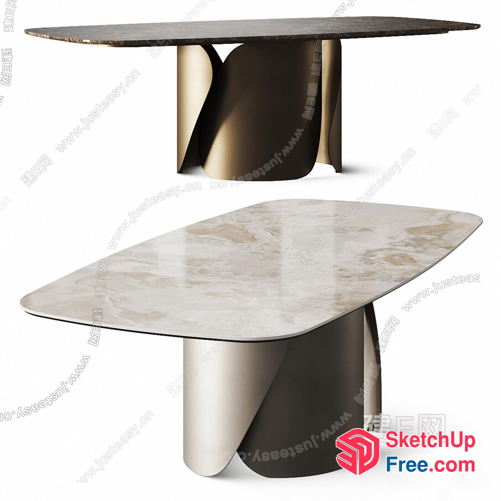 Elegant Marble Top Table With Modern Design 3D SketchUp File