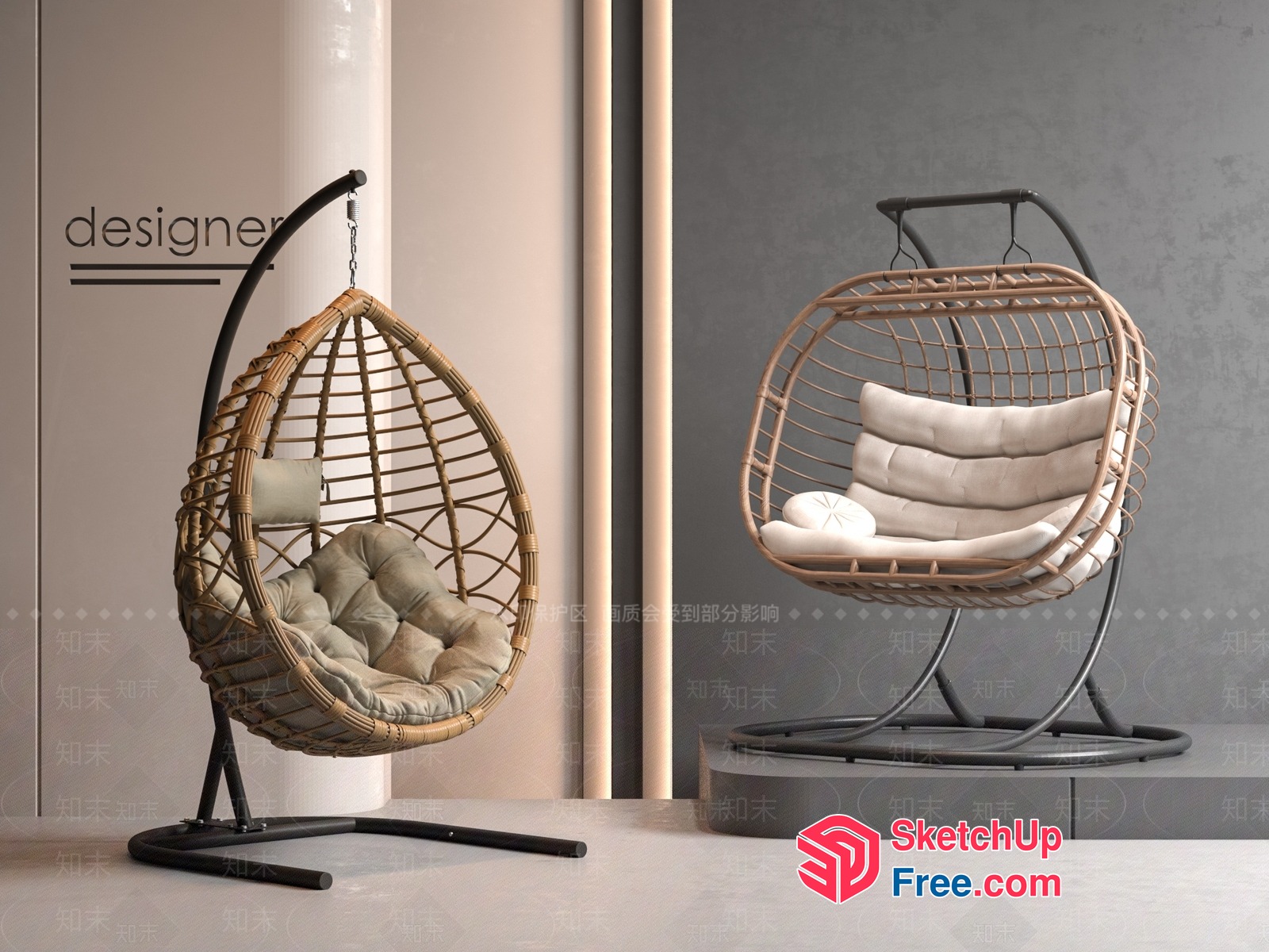 Modern Hanging Chairs 3D SketchUp File