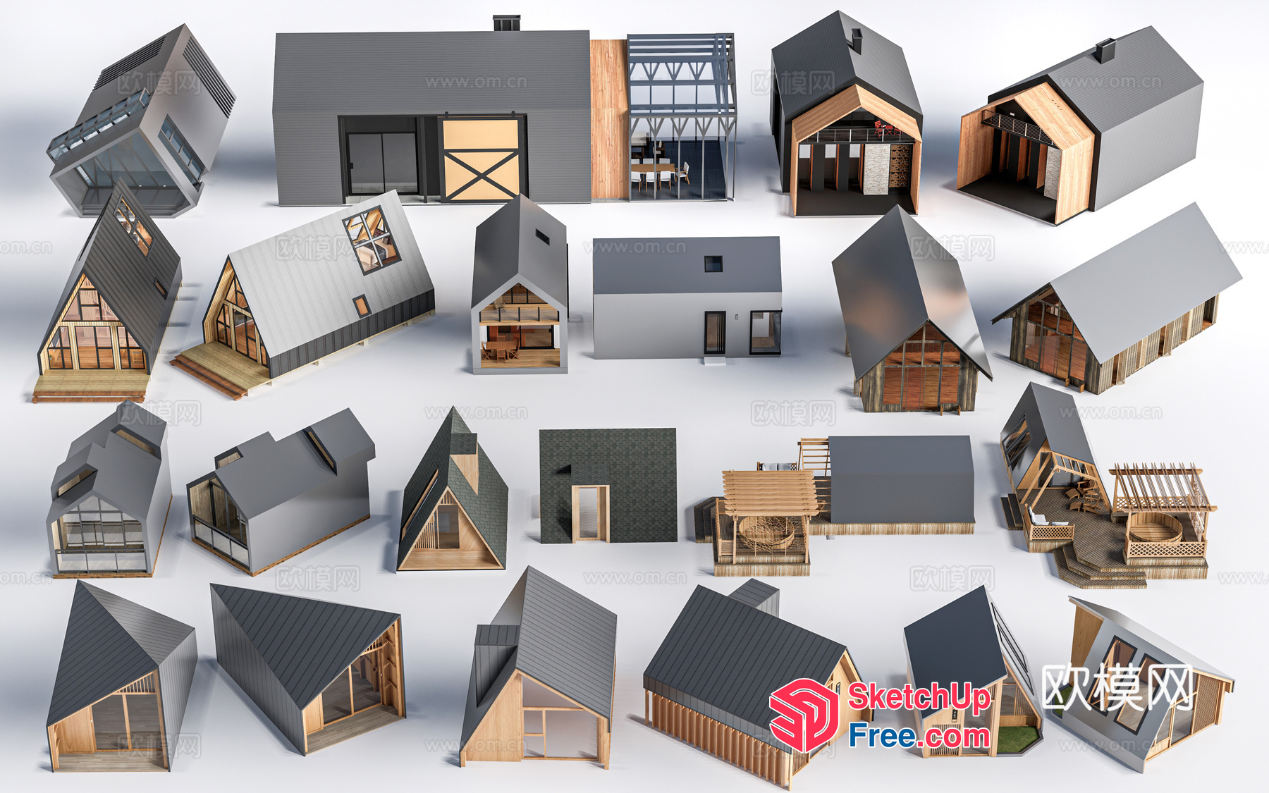 Exterior Design Of Various Modern Houses 3D SketchUp File