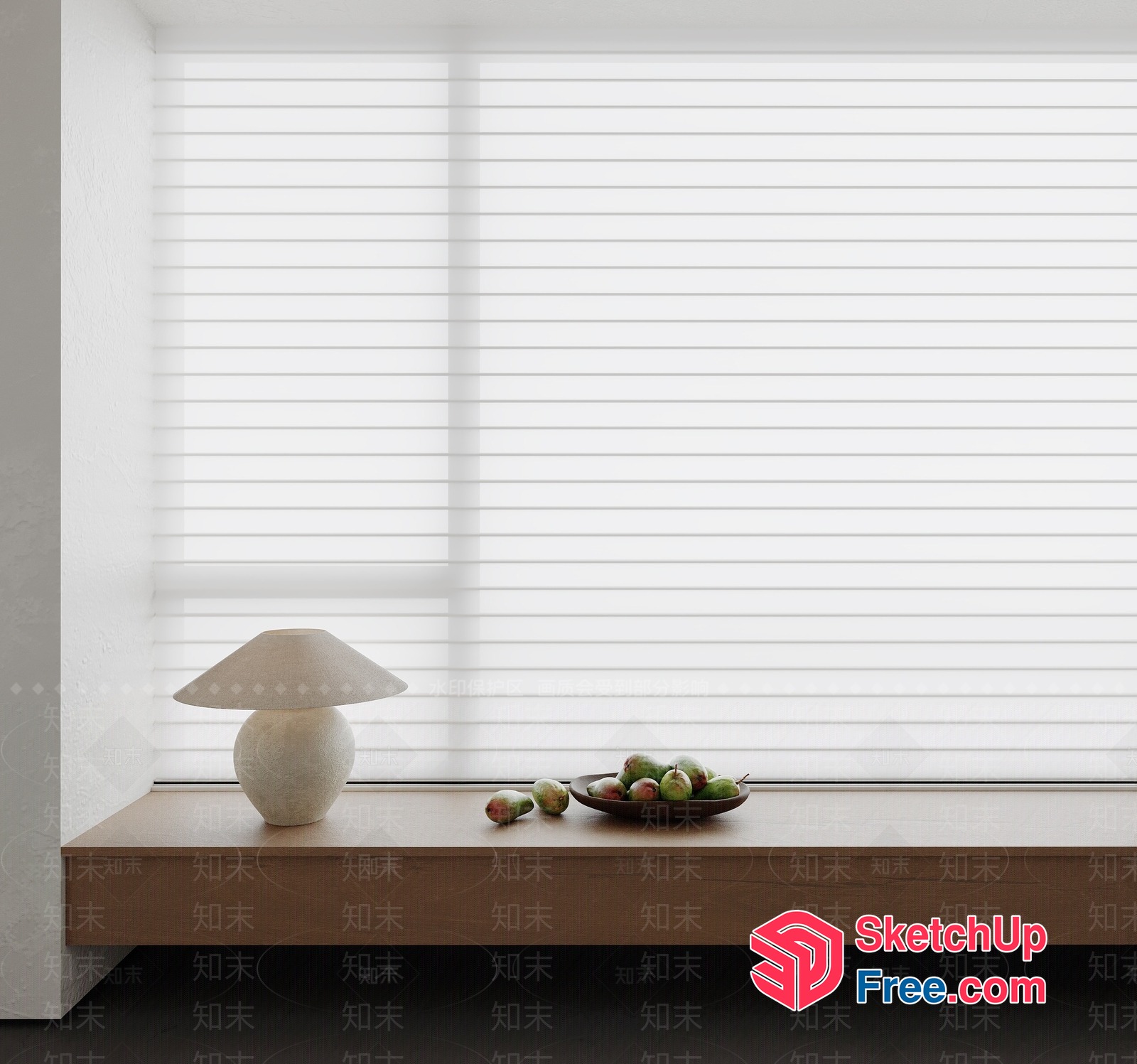 Modern Minimalist Japanese Style Window With Fruit And Lamp 3D SketchUp File