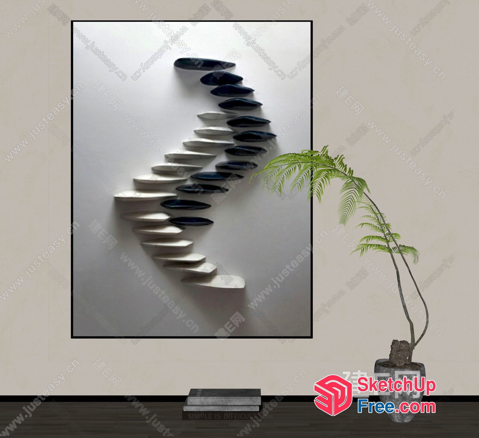 Modern Spiral Staircase Art Piece 3D SketchUp File