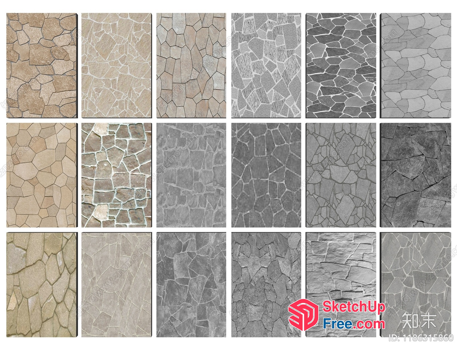 Natural Stone Tile Patterns 3D SketchUp File