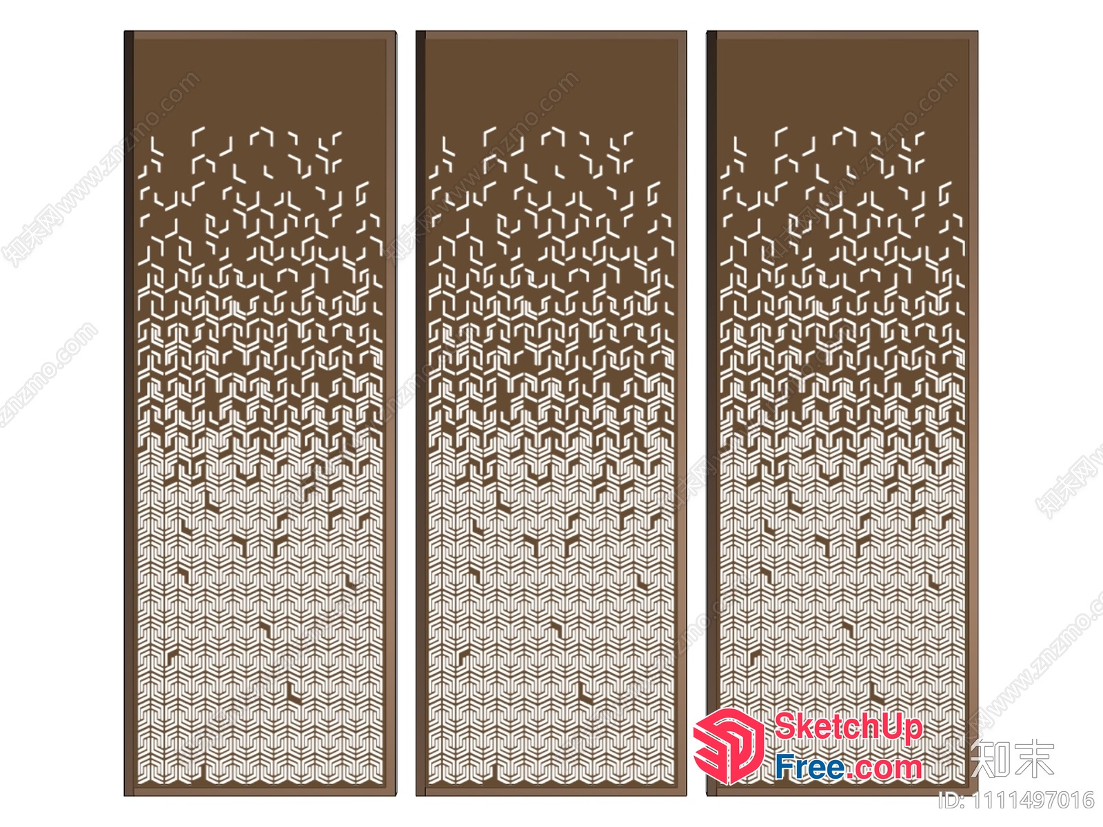 Intricate Geometric Patterns On Three Rectangular Panels 3D SketchUp File