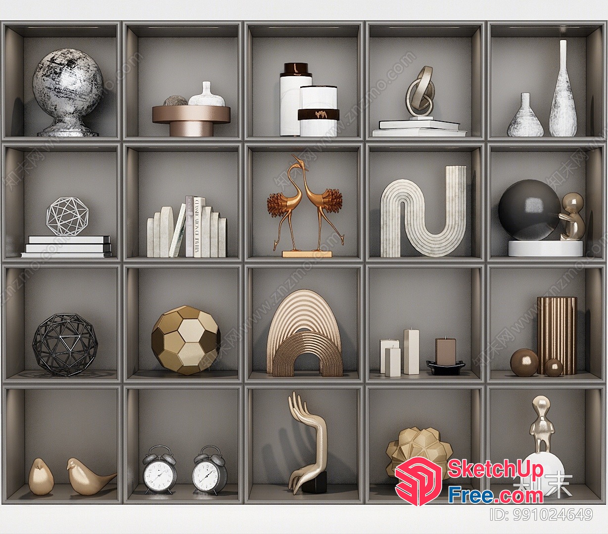 Decorative Shelf With Various Items 3D SketchUp File