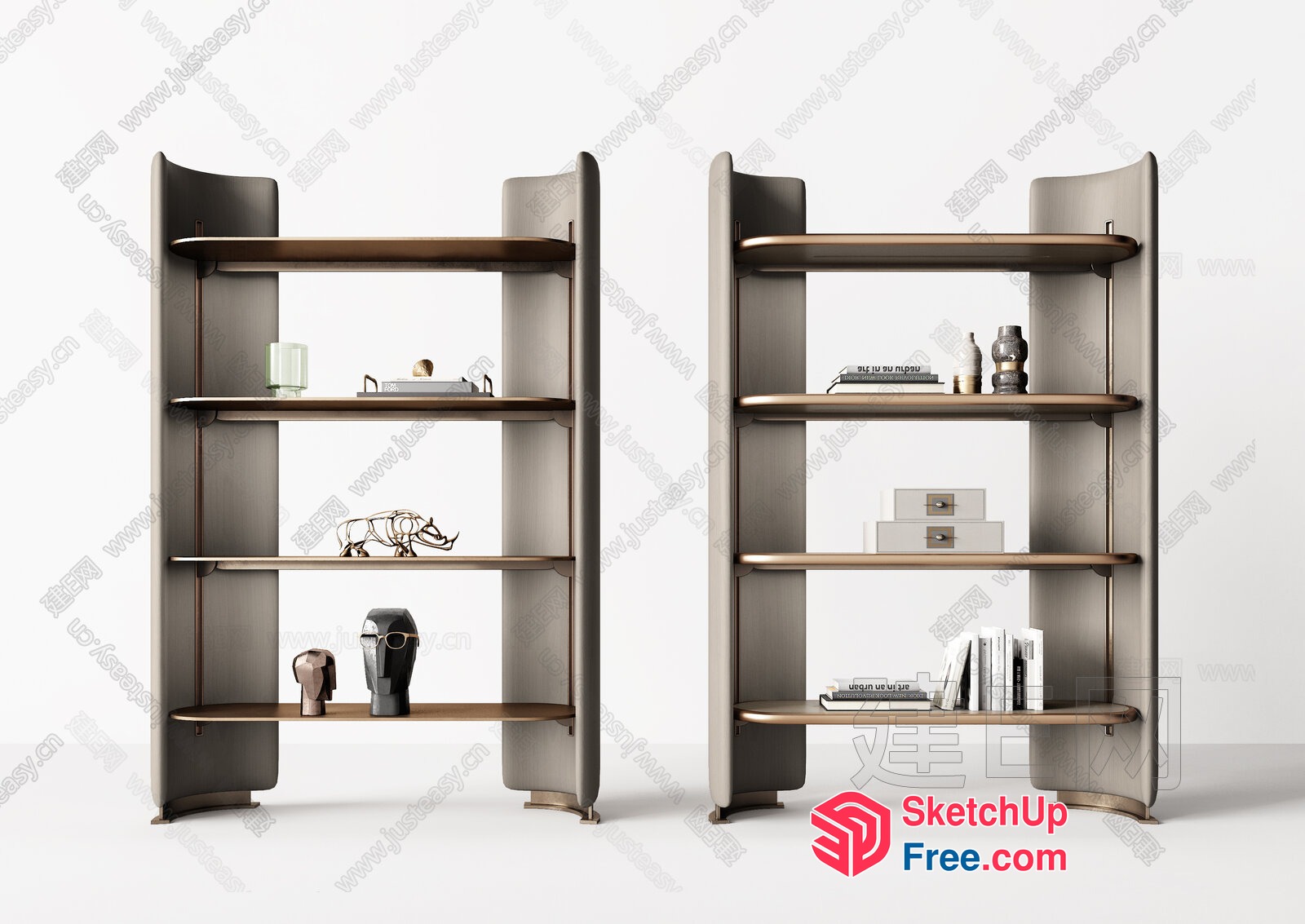 Modern Shelving Units With Decorative Items 3D SketchUp File