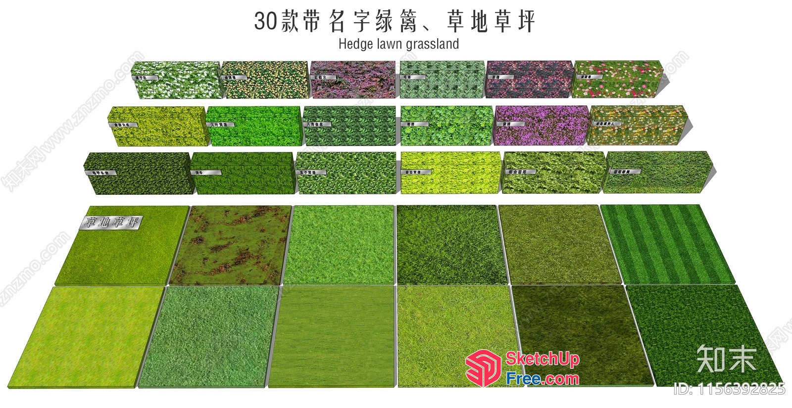 3D Grassland And Hedge Collection 3D SketchUp File