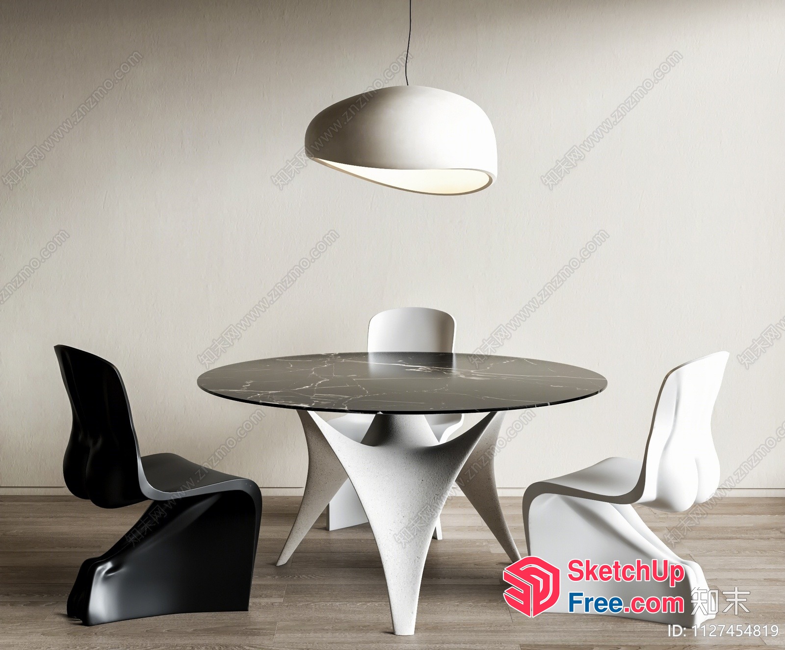 Modern Minimalist Dining Room Set With Sleek Marble Table 3D SketchUp File