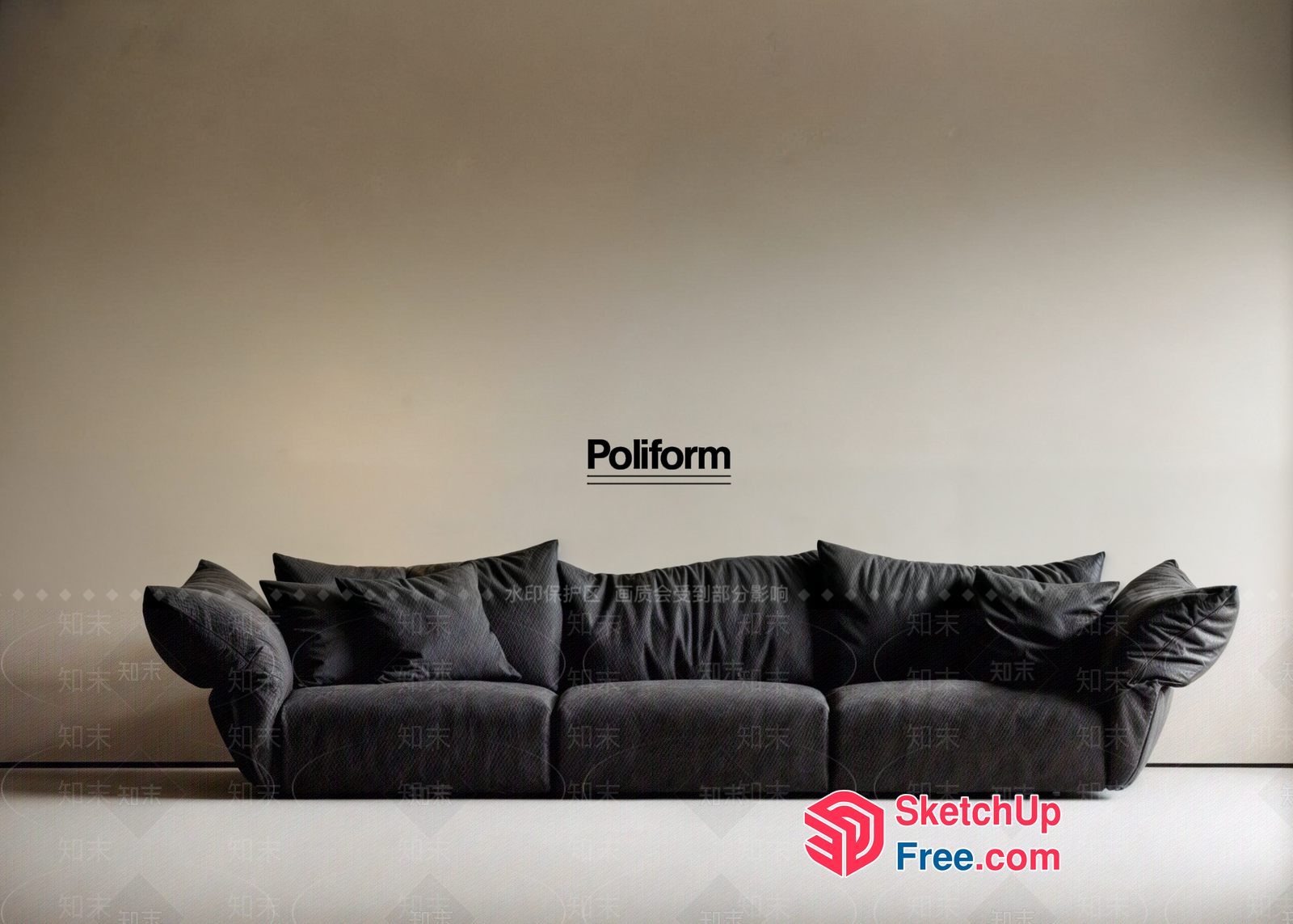 Poliform Sofa With Pillows 3D SketchUp File