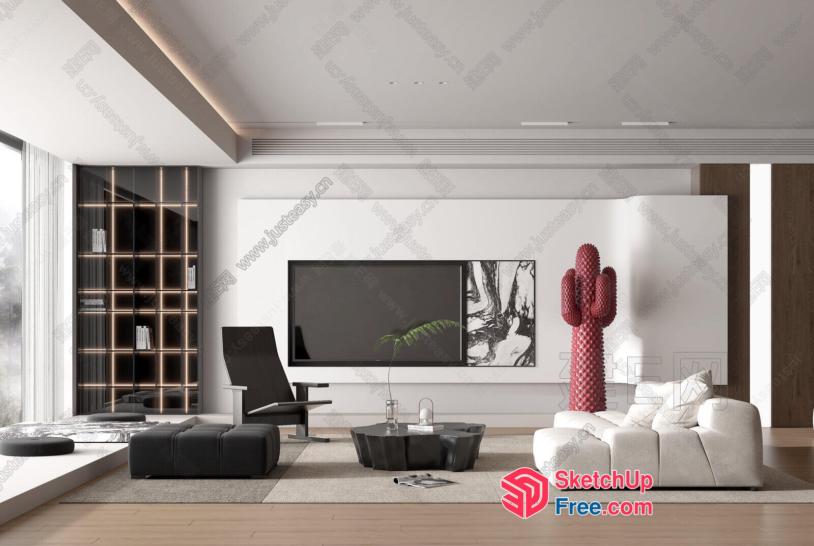 Modern Living Room With Sleek Furniture And Natural Light 3D SketchUp File