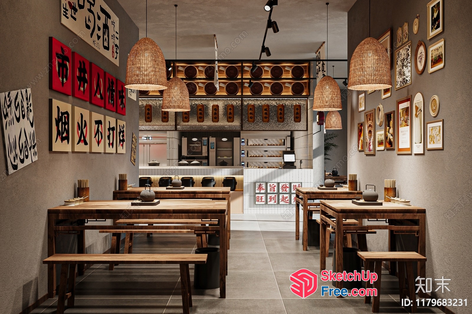 Modern Japanese Restaurant Interior 3D SketchUp File