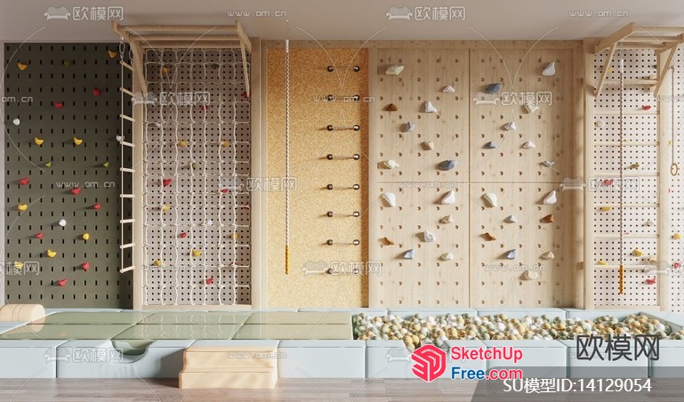 Indoor Climbing Wall And Staircase 3D SketchUp File