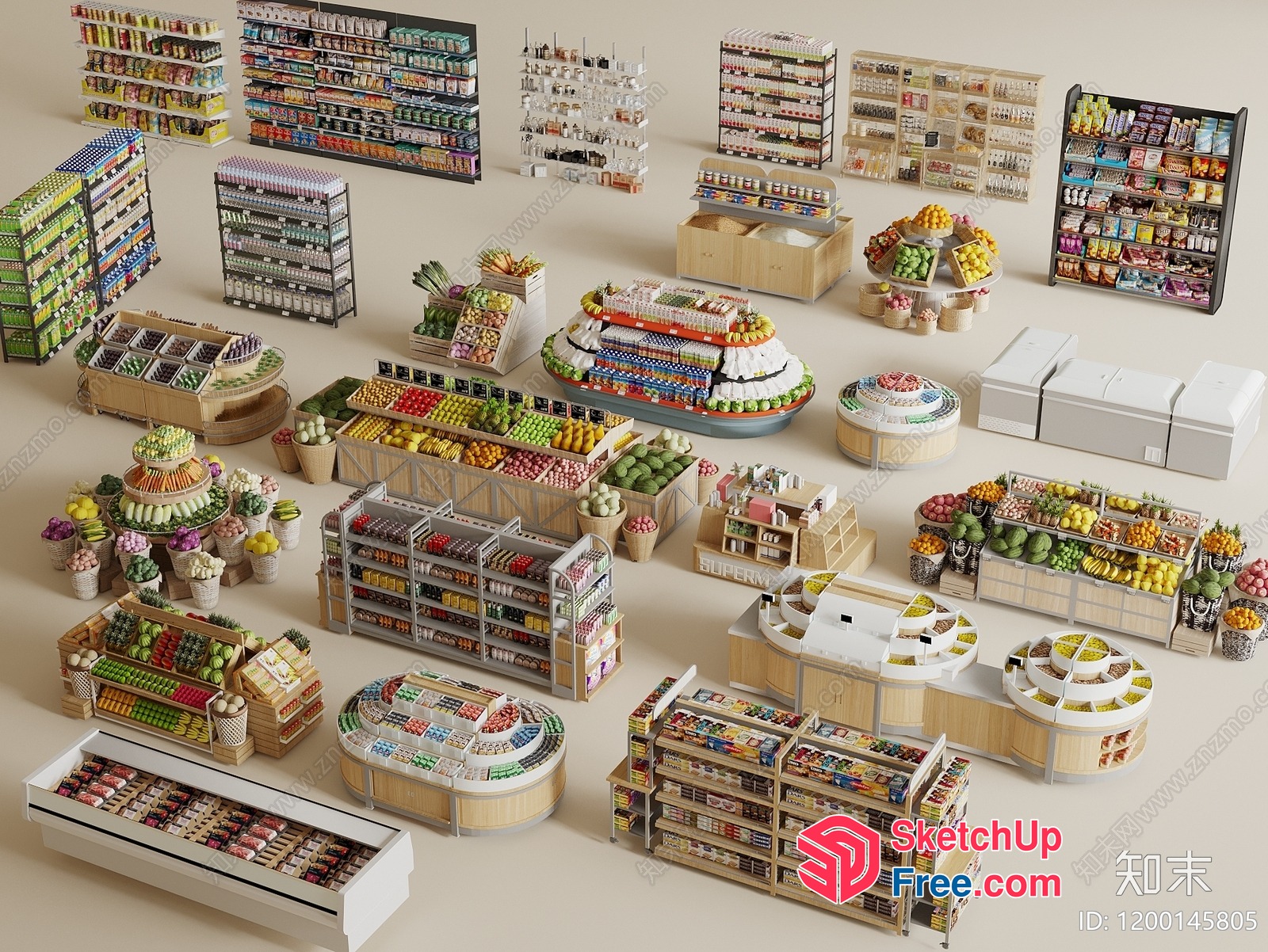Miniature Supermarket Scene 3D SketchUp File