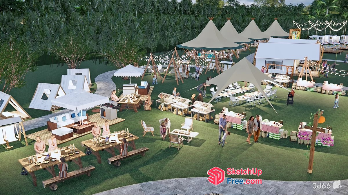 Outdoor Event Venue With Food And Beverage Options 3D SketchUp File