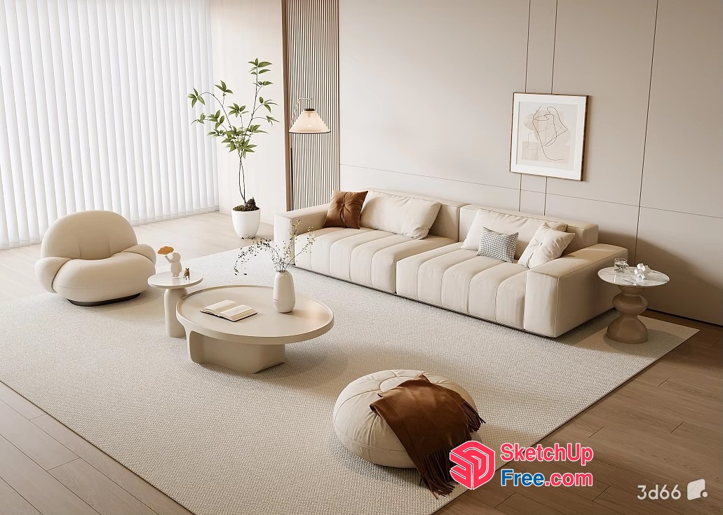 Minimalist Modern Living Room Interior Design 3D SketchUp File