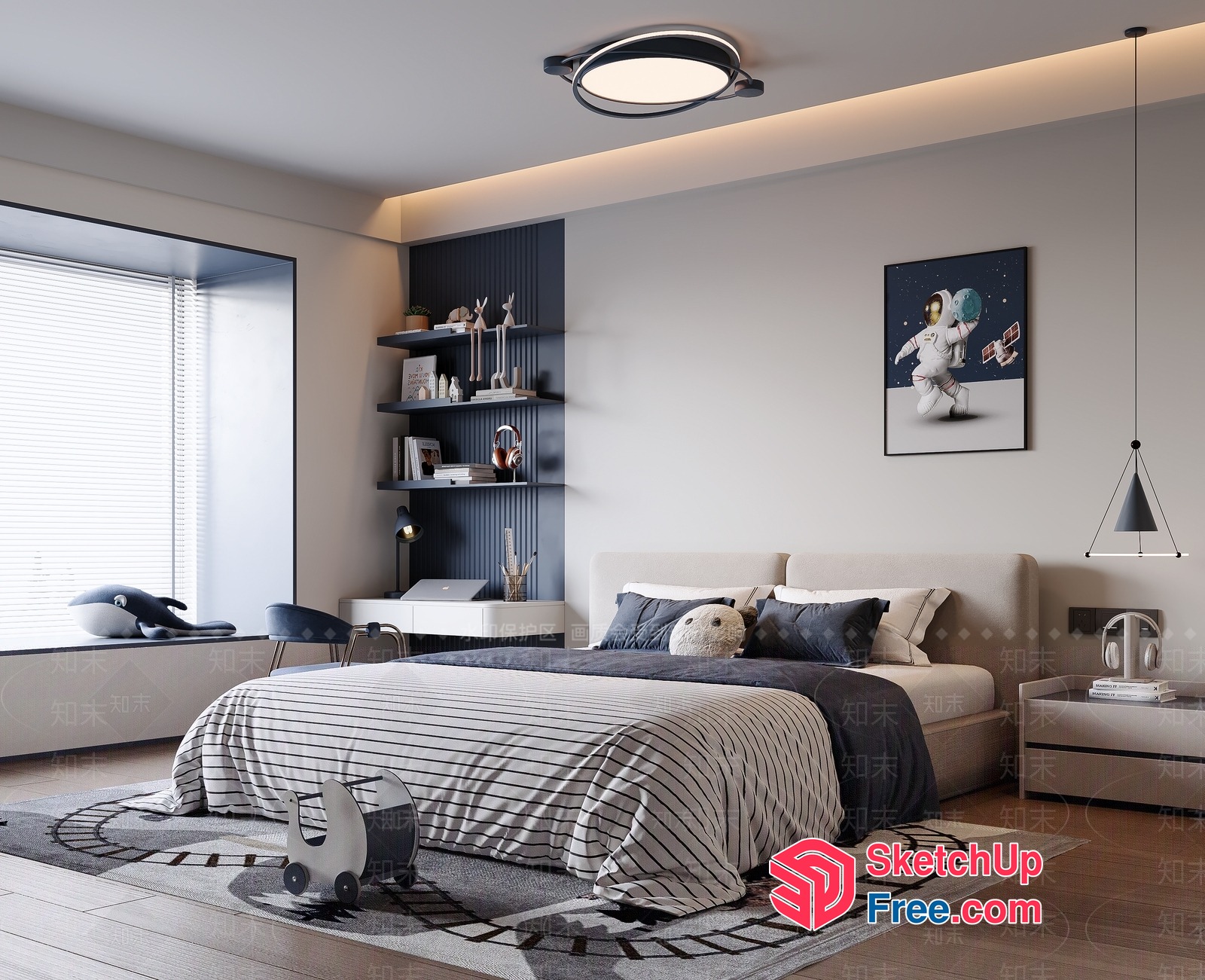 Modern Bedroom Design With Astronaut Theme 3D SketchUp File