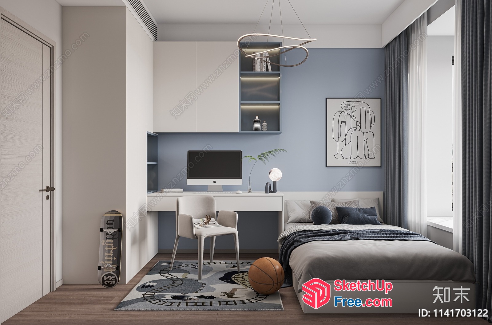 Modern Minimalist Bedroom Interior Design 3D SketchUp File