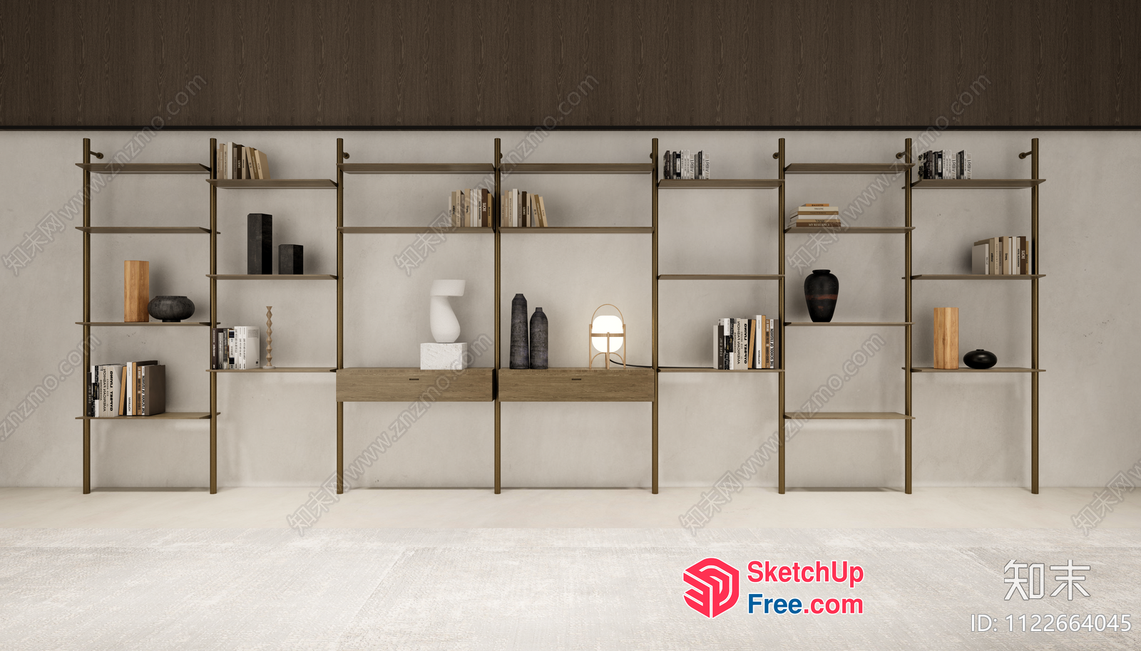 Modern Minimalist Shelf With Decorative Items 3D SketchUp File