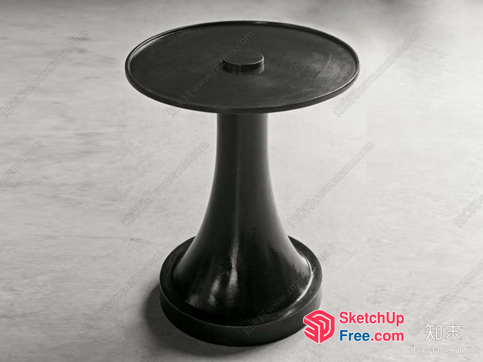 Small Black Pedestal Table With Lid 3D SketchUp File