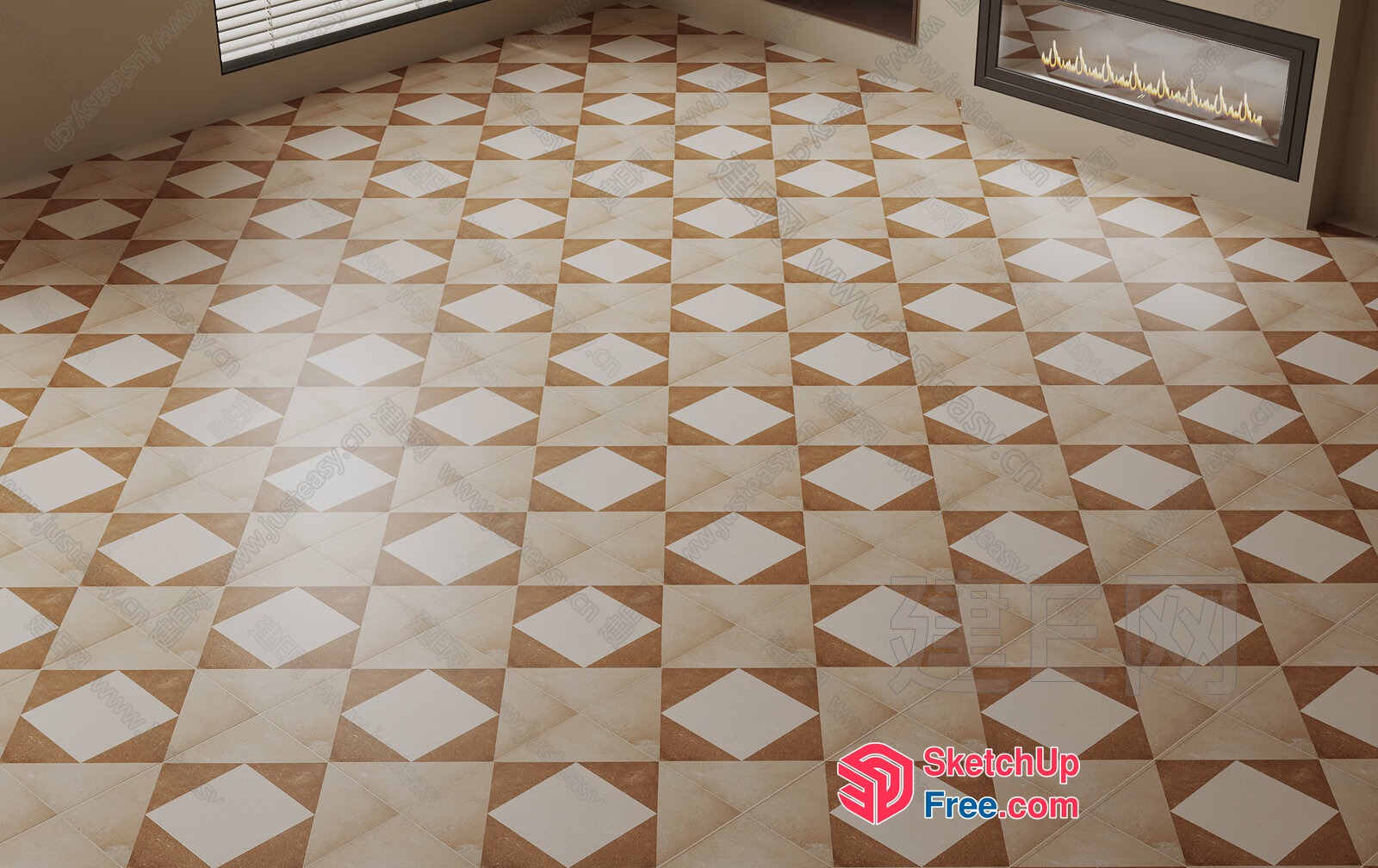 Geometric Patterned Tile Flooring 3D SketchUp File