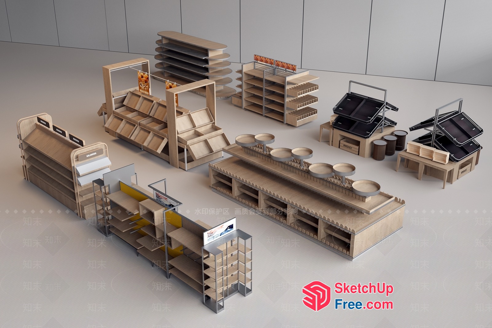 Modern Minimalist Retail Display Shelves 3D SketchUp File