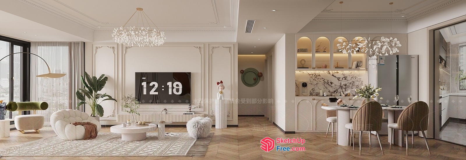 Elegant And Modern Living Room Interior Design 3D SketchUp File