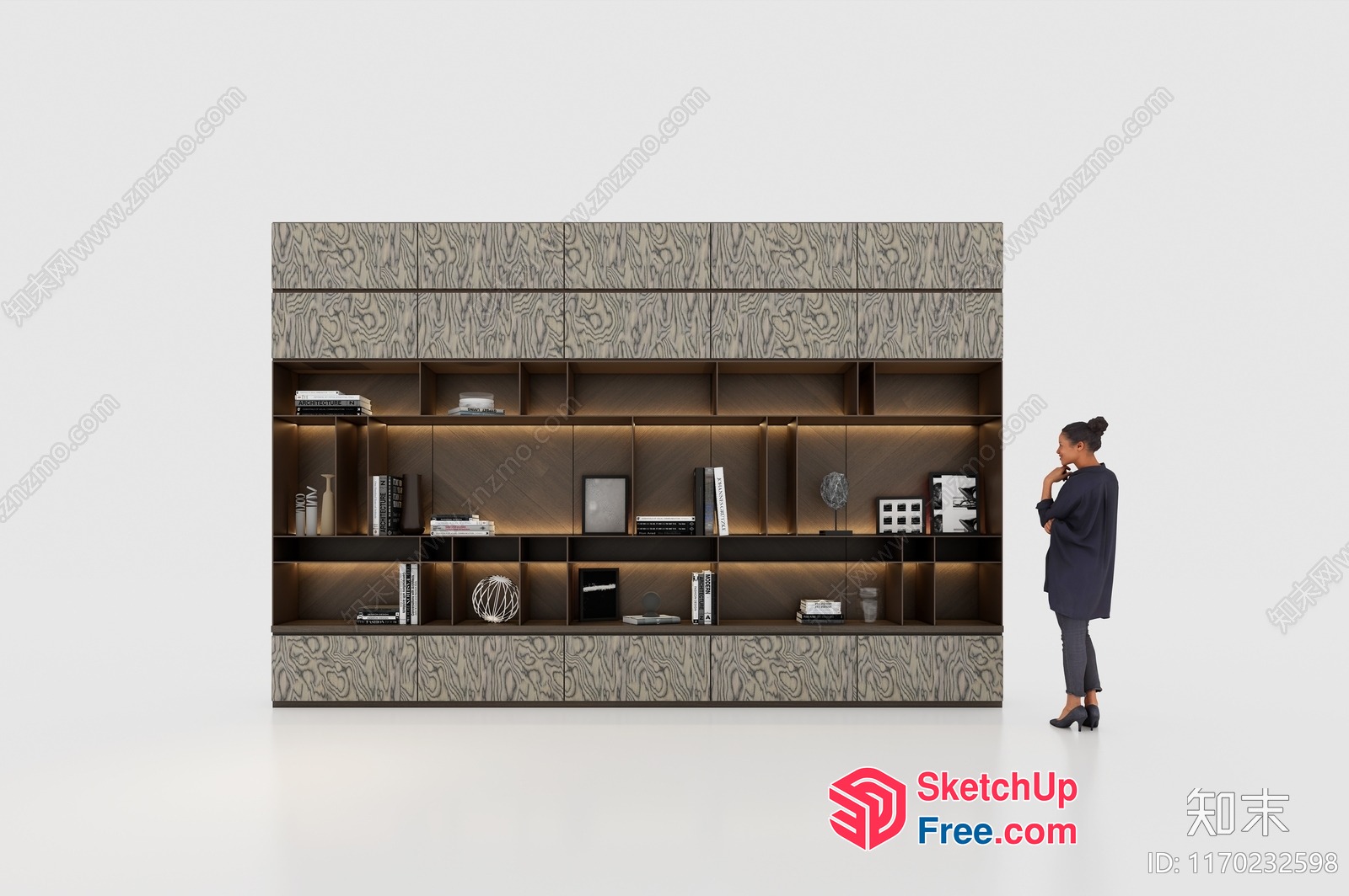 Modern Bookcase With Decorative Shelf 3D SketchUp File