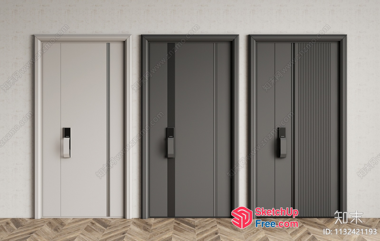 Three Elevator Doors In A Row 3D SketchUp File