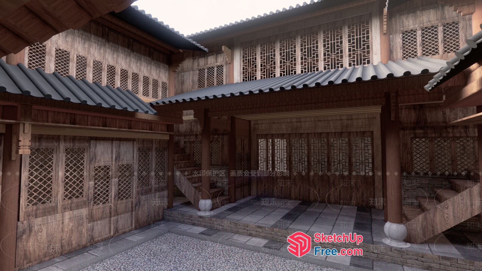 Traditional Chinese Architecture Exterior 3D SketchUp File