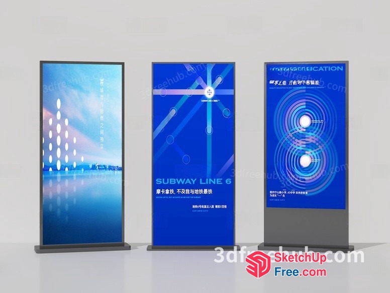 Three Blue Digital Displays 3D SketchUp File