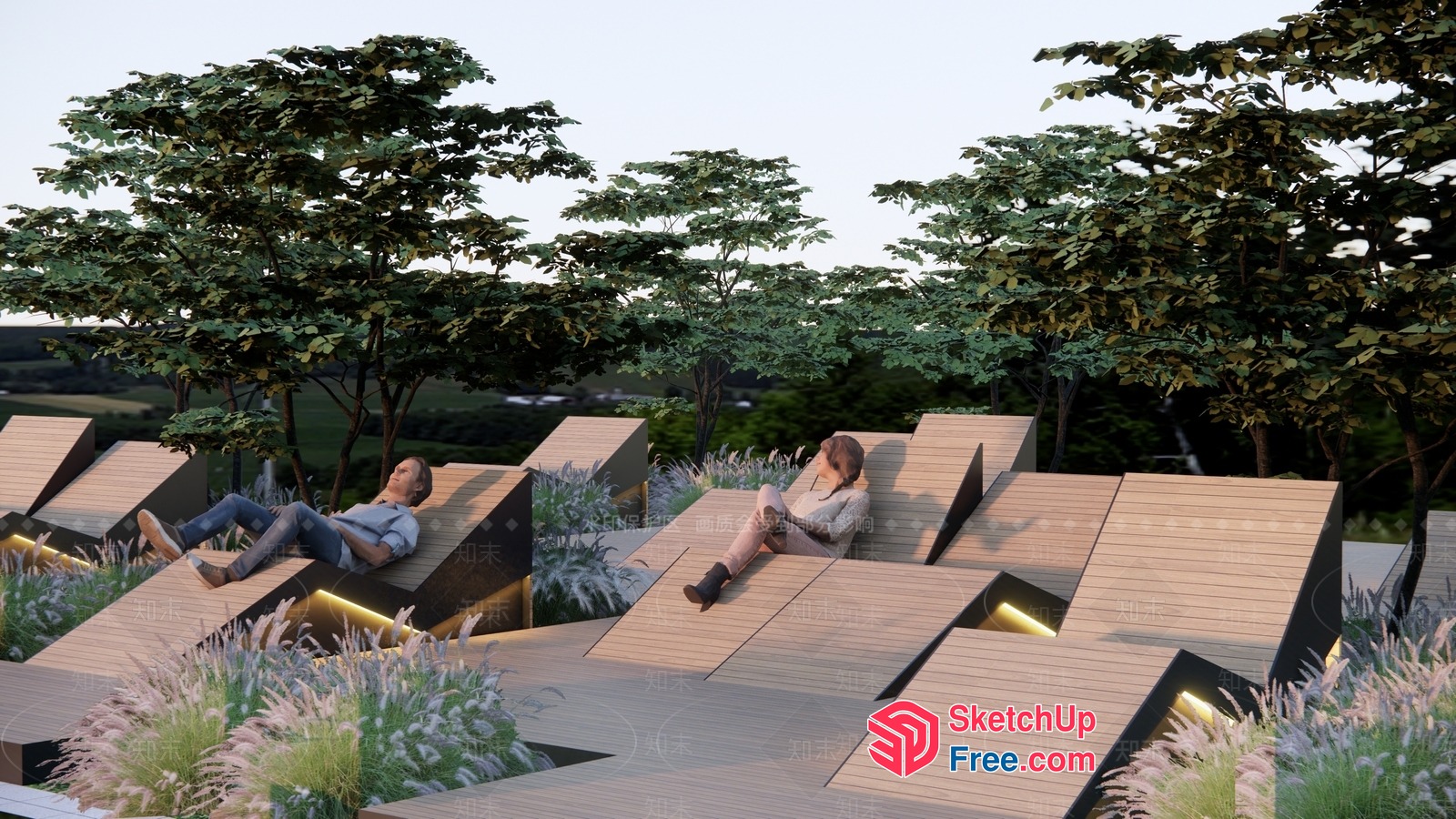 Relaxing Outdoor Seating Area 3D SketchUp File