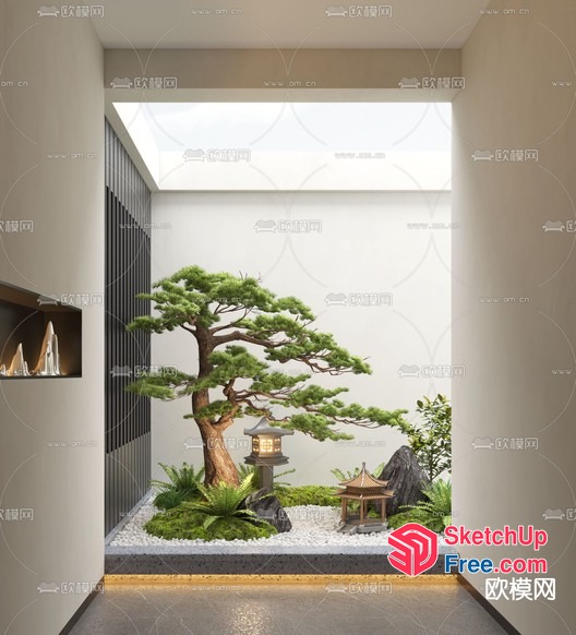 Japanese-Inspired Minimalist Zen Garden 3D SketchUp File