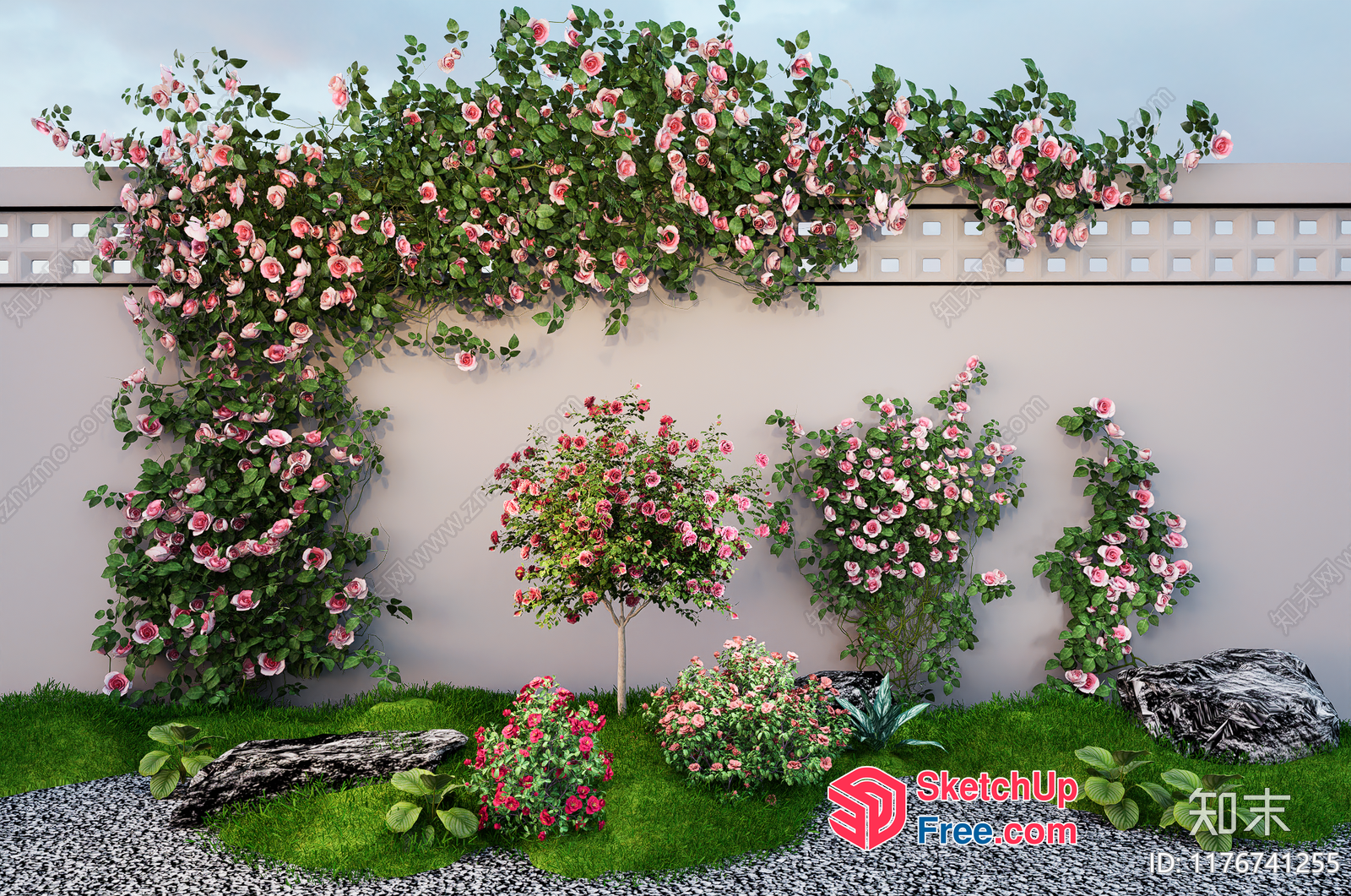 Serene Garden Oasis With Elegant Floral Arrangement 3D SketchUp File