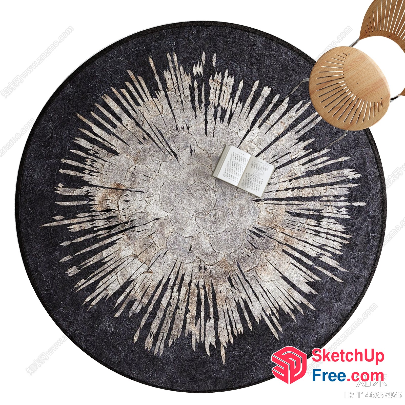 Round Sunburst Design Tabletop 3D SketchUp File